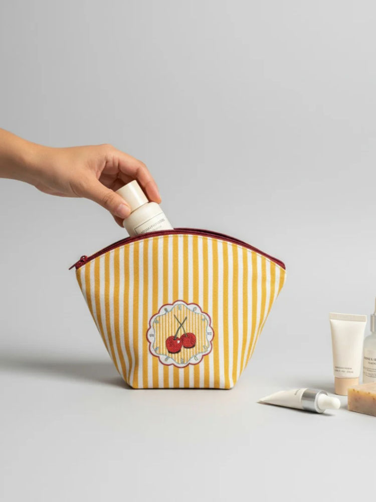 ETCETERA Stripe Right Vanity Pouch - Cherry Pop Yellow-image-12