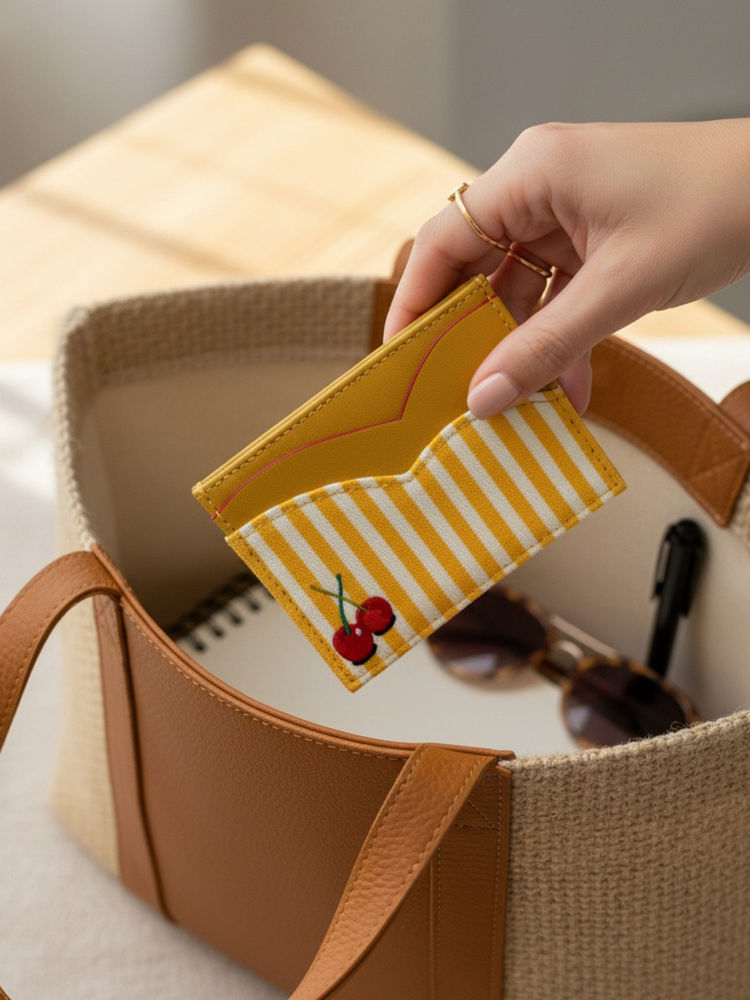 ETCETERA Stripe Right - Cherry Pop Card Holder- Mustard-picture-18