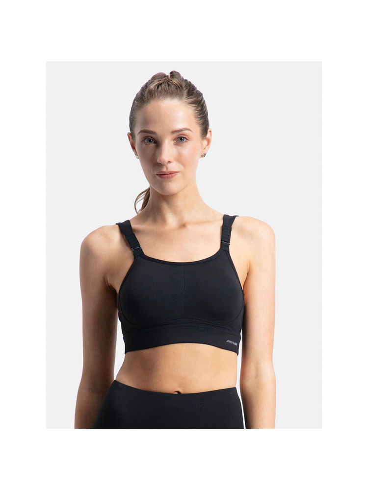 Jockey MI16 Wirefree Padded Microfiber Elastane Racerback Sports Bra - Black-picture-25