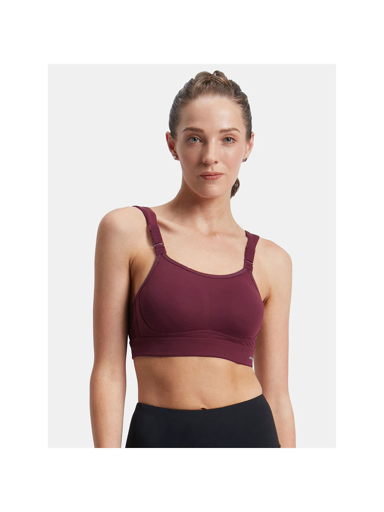 Jockey MI16 Wirefree Microfiber Elastane Racerback Active Wear Sports Bra-Grape Wine-picture-15
