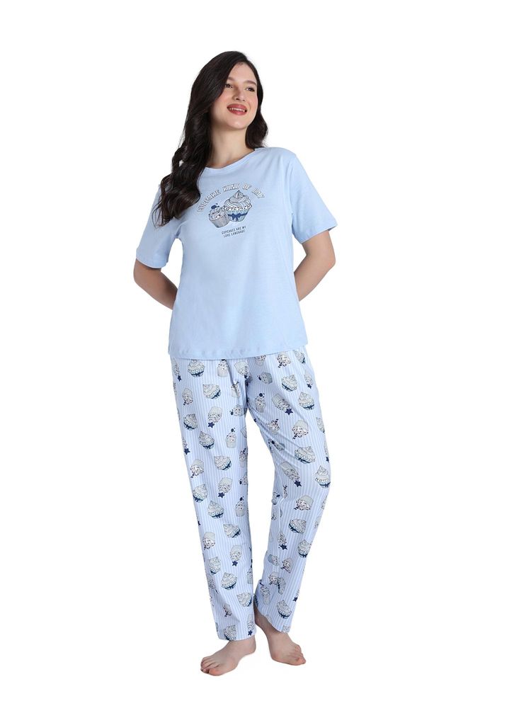 Zivame Women Cup Cake Knit Poly Orchid Tint T-Shirt and Pyjama-picture-39