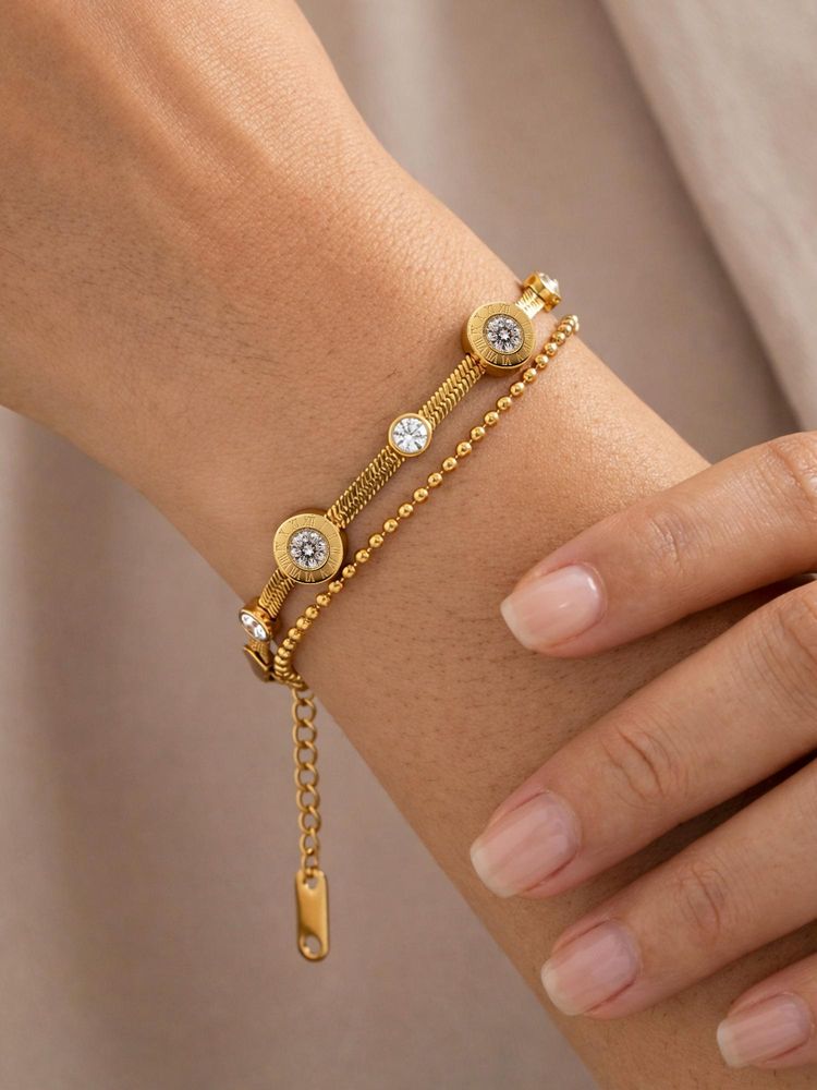 ARTKLIM Crystal Luxe Double Layer Anti-Tarnish Bracelet-image-32