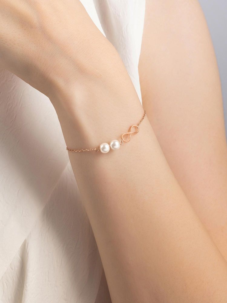 TOUCH925 Pure 925 Silver Infinity Pearl Charm Bracelet-image-48
