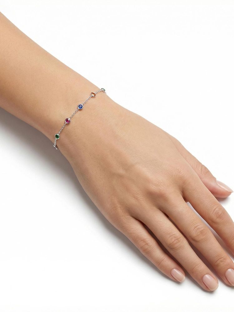 TOUCH925 Pure 925 Silver Multi Stone Bracelet-image-37