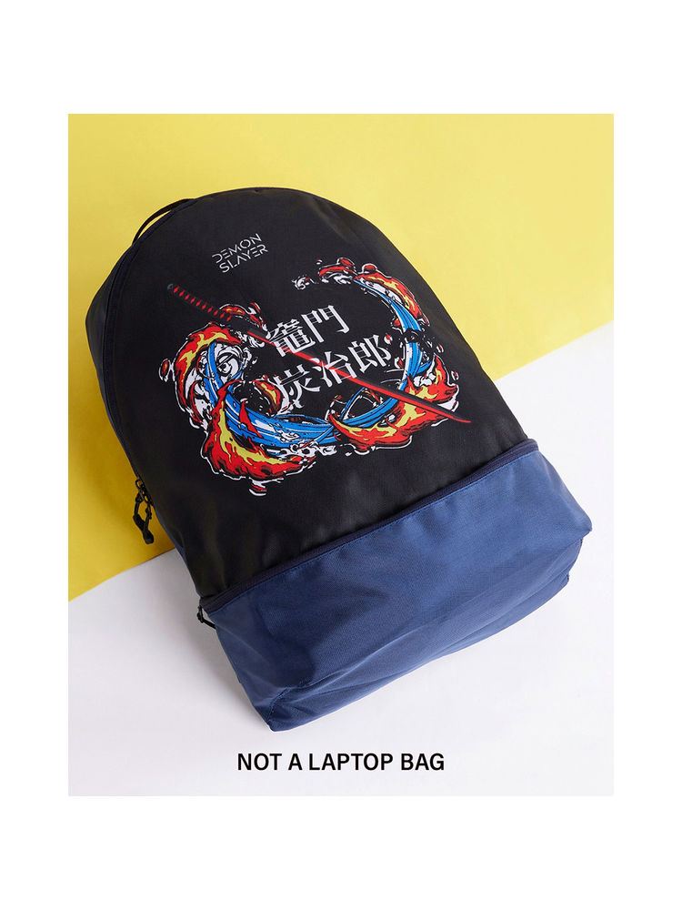 Bewakoof Unisex Blue & Black Tanjiro Sword Graphic Pinted Small Backpack-picture-22