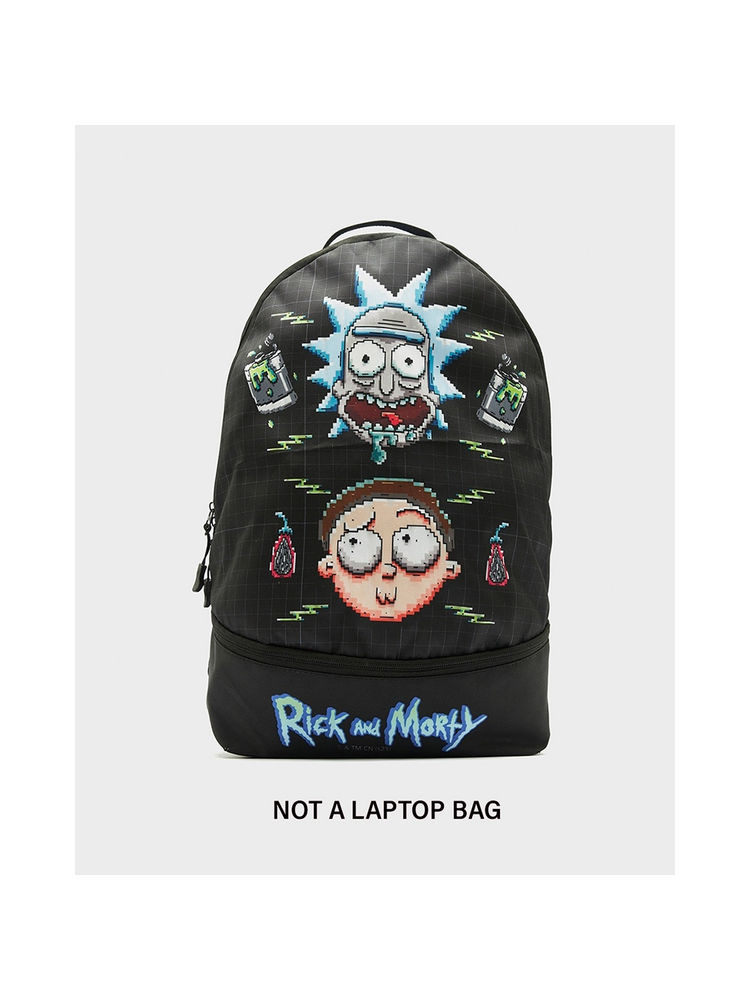 Bewakoof Unisex Black 8-Bit Rick & Morty Printed Small Backpack-image-43