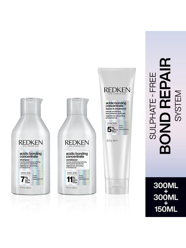 Redken Damaged Hair Combo - Acidic Bonding Concentrate Shampoo, Conditioner & Leave-In Treatment