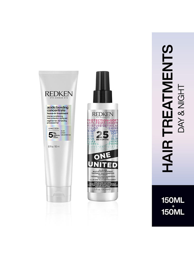 Redken Day & Night Hair Treatment Combo - Acidic Bonding Concentrate Leave-In Treatment & One United