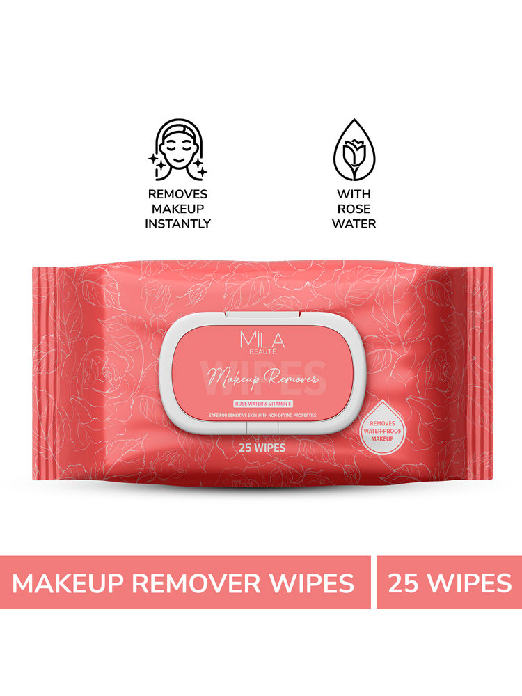 Mila Beauté Makeup Remover Wipes Hydrating & Refreshing With Rosewater & Vitamin E - 25 Wipes-picture-26