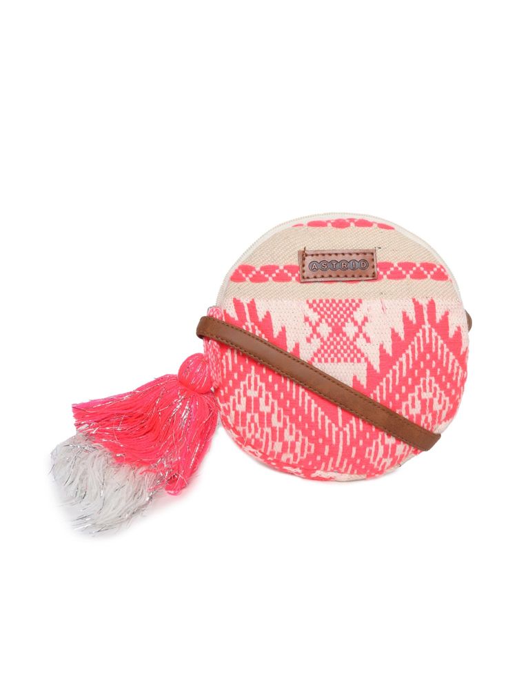 Astrid Multi-Color Round Embroidered Tassel Sling Bag-picture-16