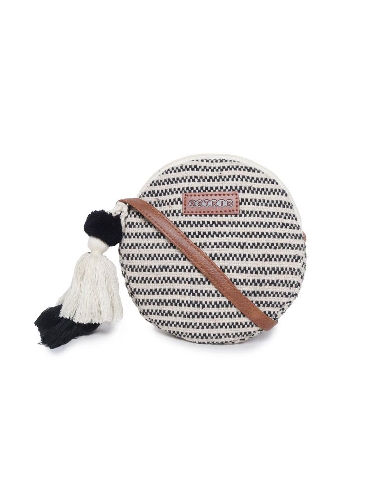 Astrid Multi-Color Round Embroidered Tassel Sling Bag-picture-18