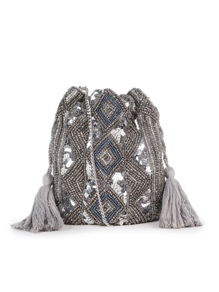 Astrid Beaded Work Party Sling Bag - Silver-picture-15