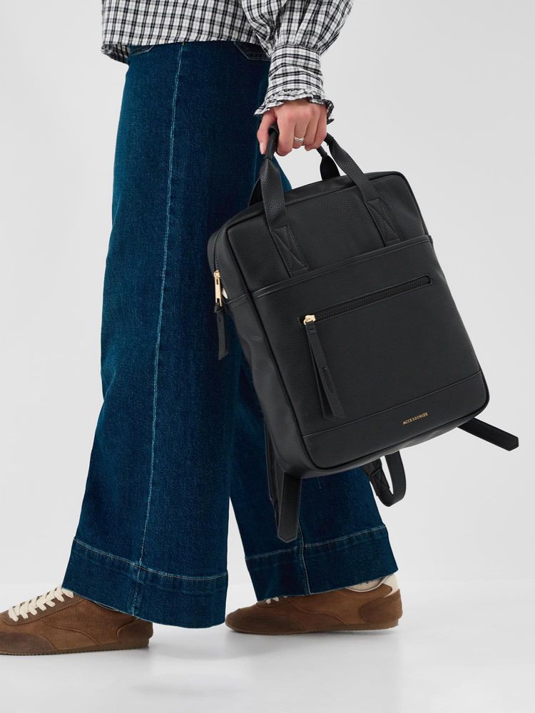 Accessorize London Women Faux Leather Backpack - Black