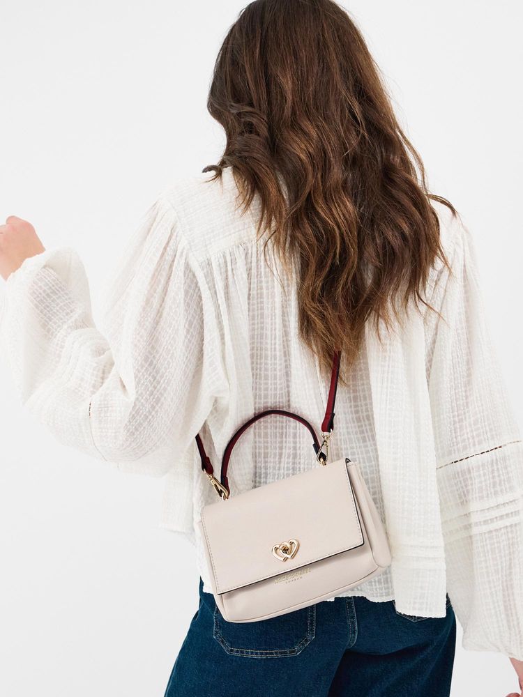 Accessorize London Women Double Heart Handbag with Detachable Strap - Cream-image-21