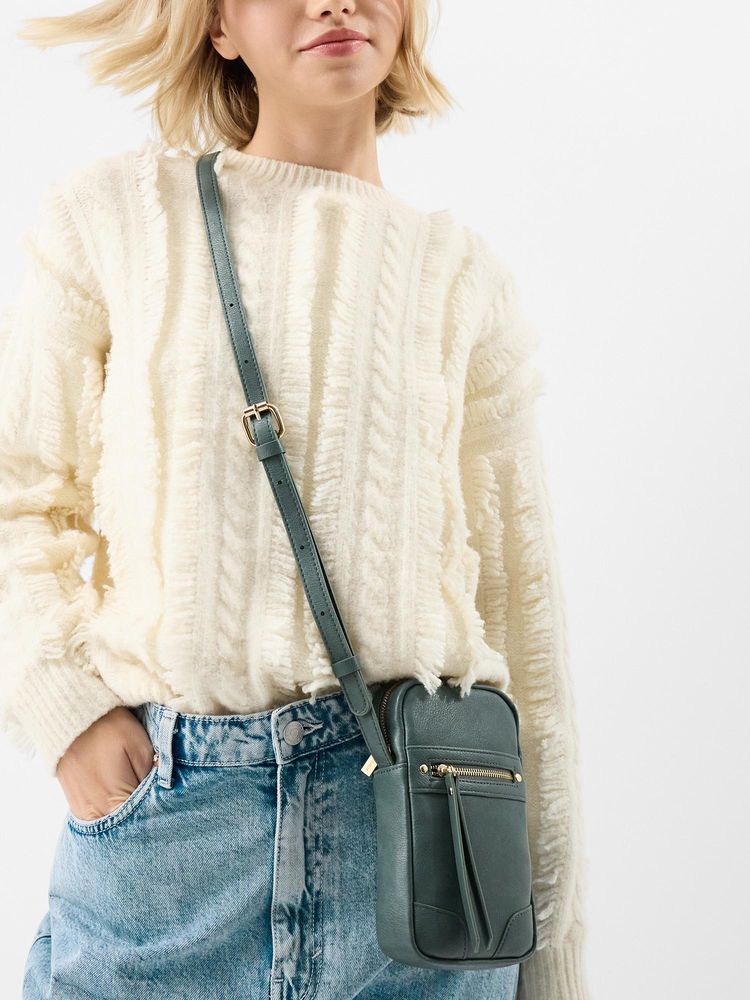 Accessorize London Women Faux Leather Crossbody Phone Sling Bag - Teal