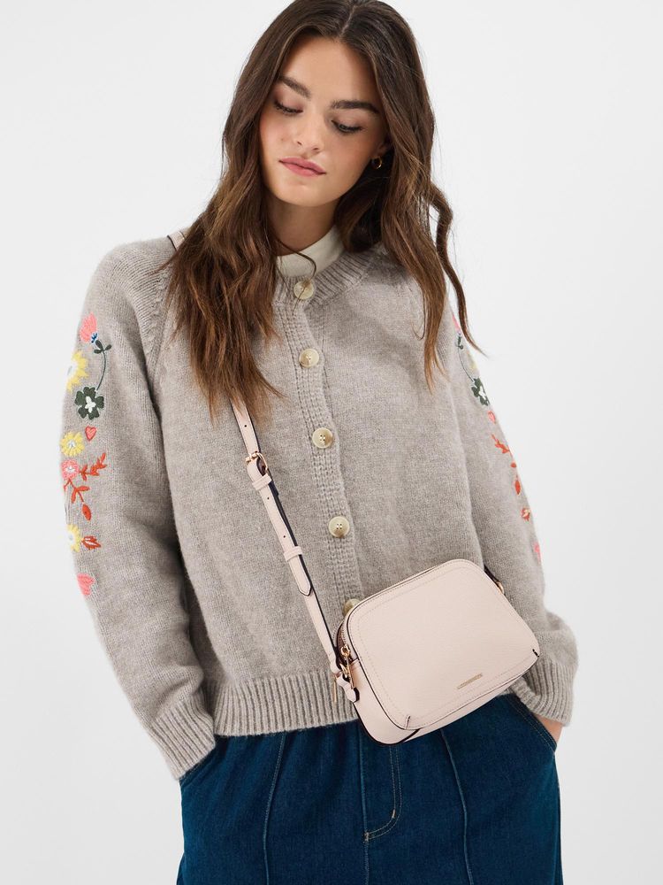 Accessorize London Women Double Zip Crossbody Sling Bag - Cream-image-37