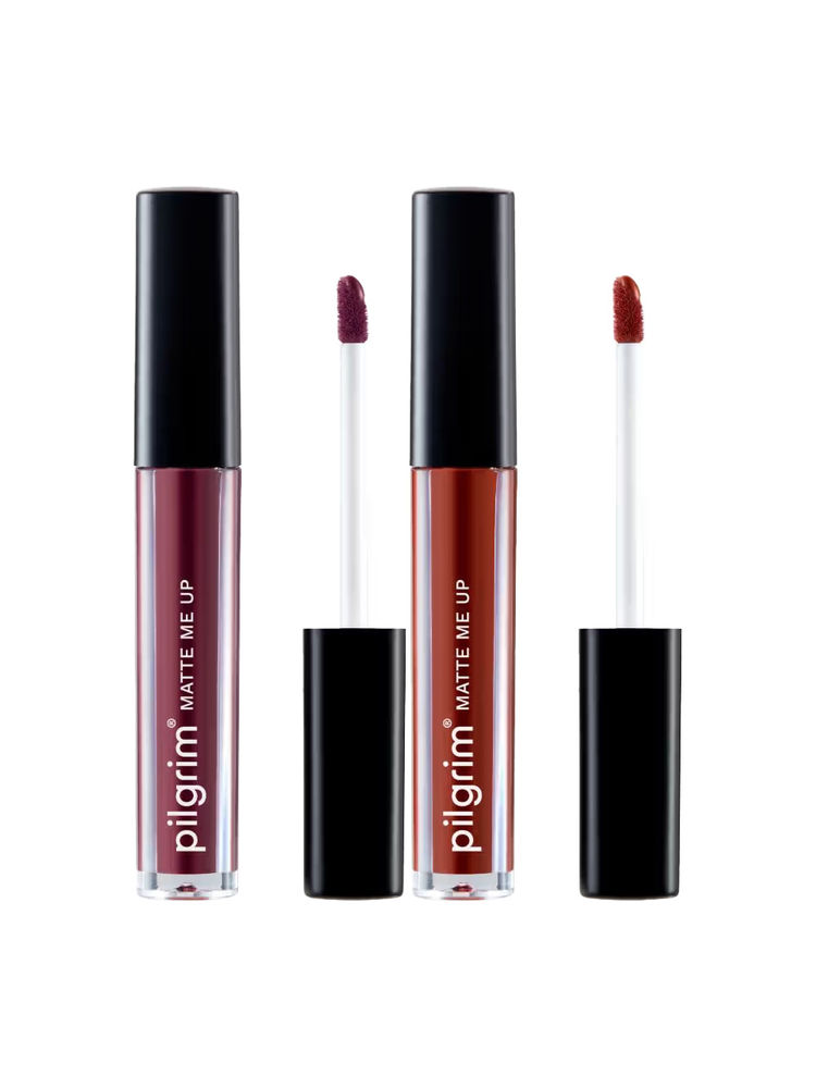 Pilgrim Matte Me Up! Smudge-Proof Liquid Lipstick Duo Berry Tease & Bossy Brown-image-37