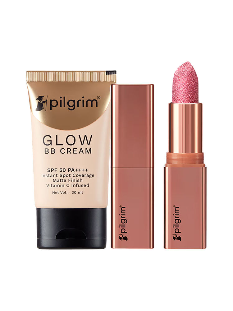 Pilgrim Makeup Duo Glitter Matte My Habibi 07 Lipstick & Beige Glow BB Cream SPF 50 PA++++-image-3