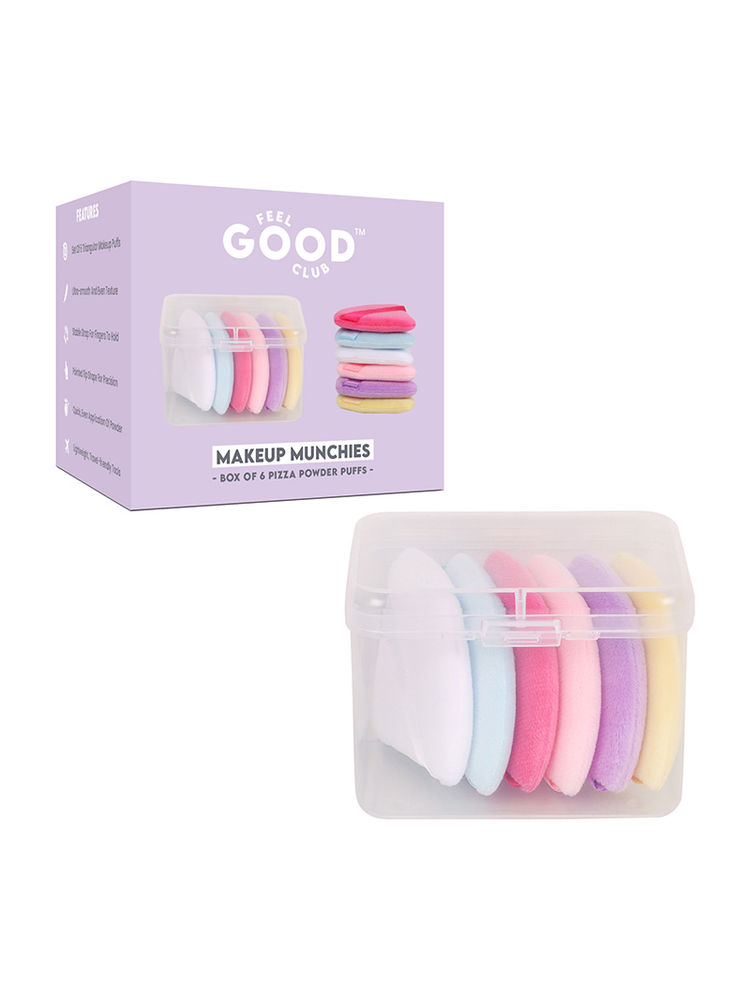 Feel Good Club Makeup Munchies- 6 Full-sized Pizza Powder Beauty Puffs In A Box Case (Mixed Colours)-picture-27