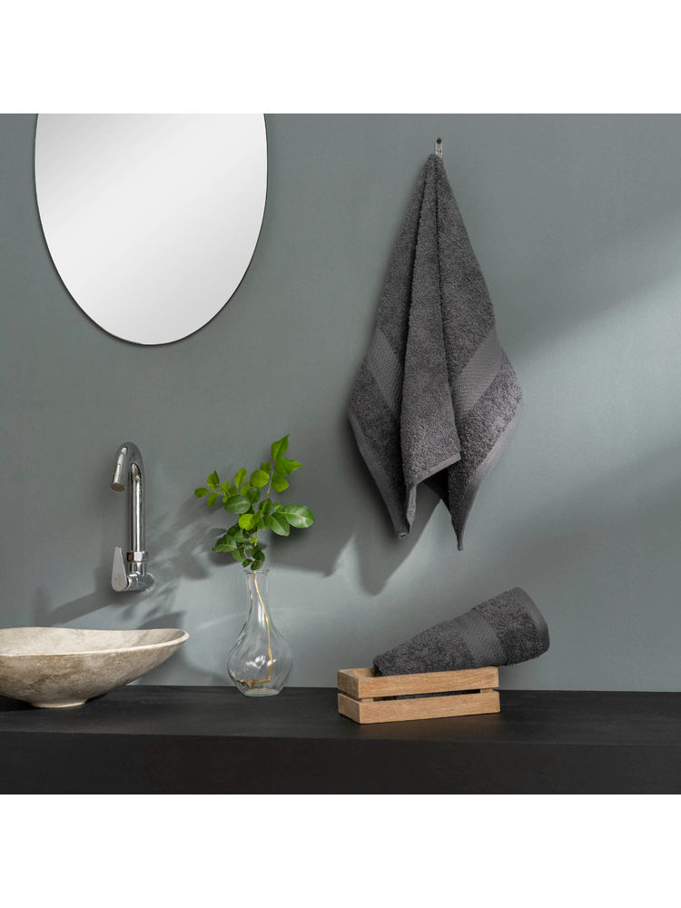 Ddecor Live Beautiful Grey Cotton 500 GSM Hand Towel - Pack of 2-picture-17