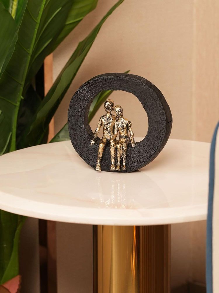 HOME 360 Abstract Lovers Sculpture - Gold Couple On Ring-image-8