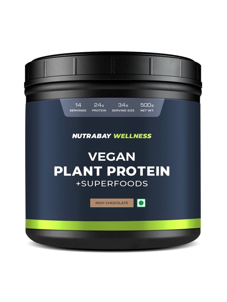 Nutrabay Wellness Vegan Plant Protein Powder + Superfoods - Rich Chocolate