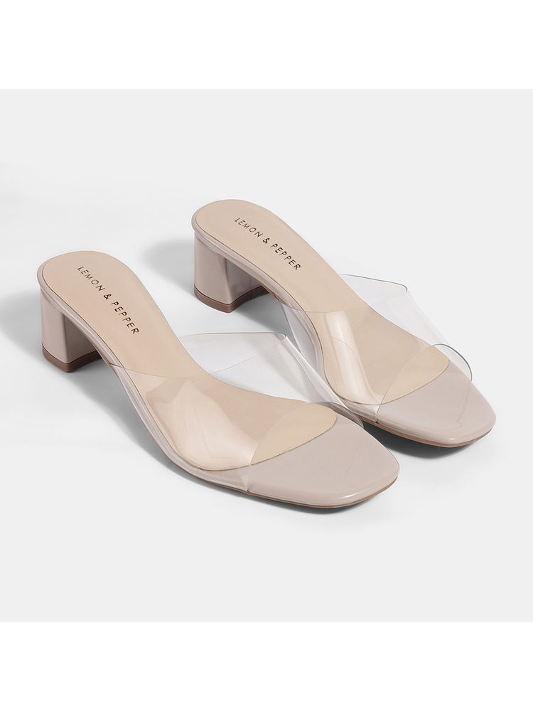 Lemon & Pepper Transparent & Beige Party Heels-picture-37