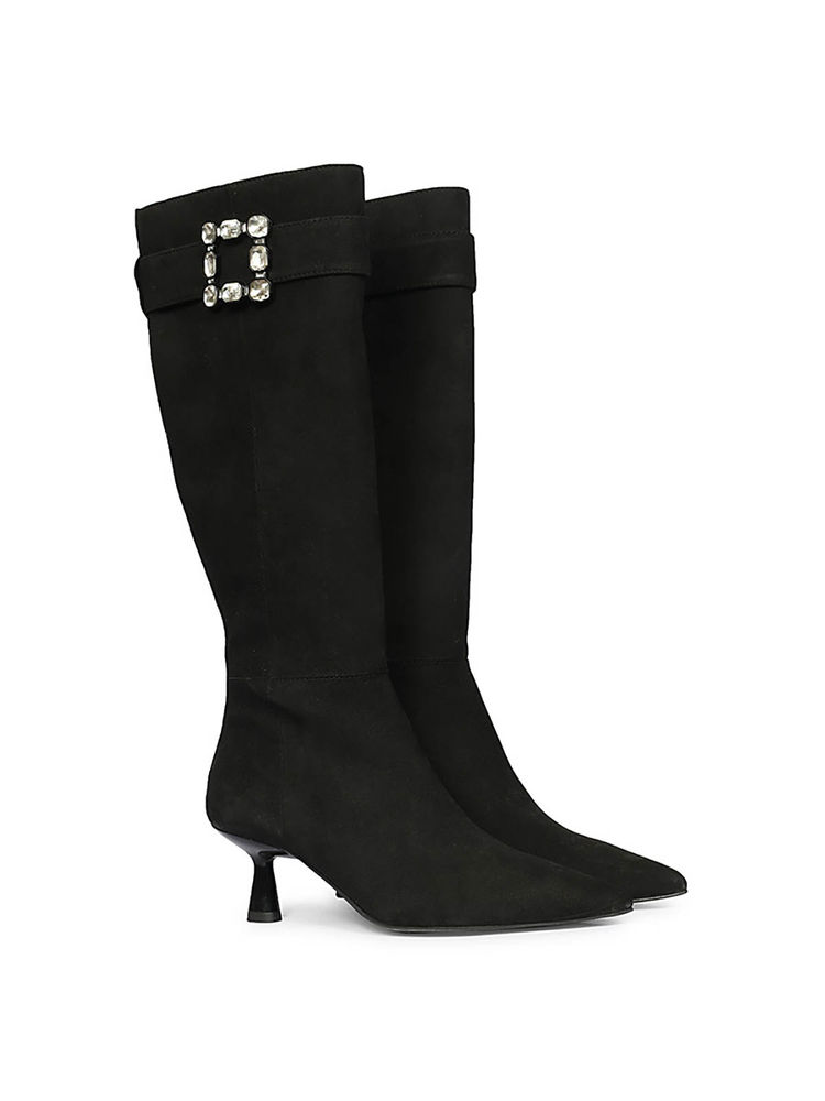 Saint G Women Black Leather Long Boots-image-2
