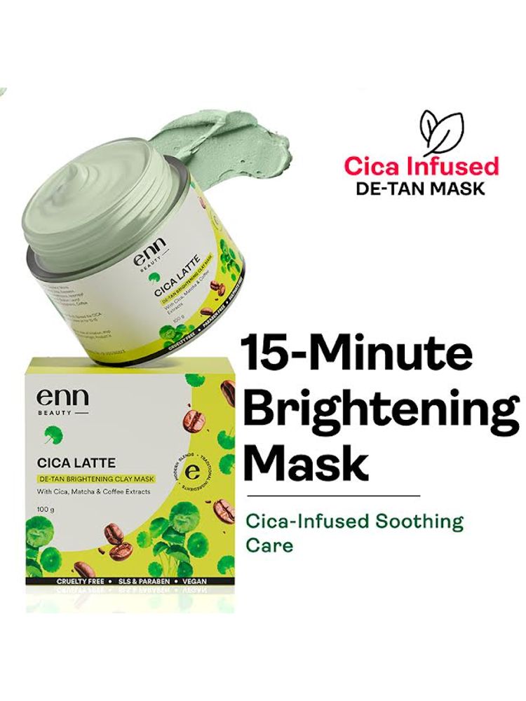 ENN Cica Latte De-Tan Clay Mask with Matcha, Coffee & Cica for Brightening & Oil Control