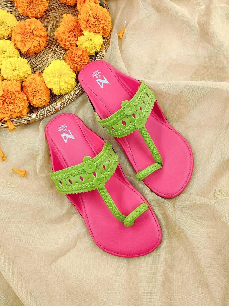 The Madras Trunk Women Kolhapuri in Green-image-12