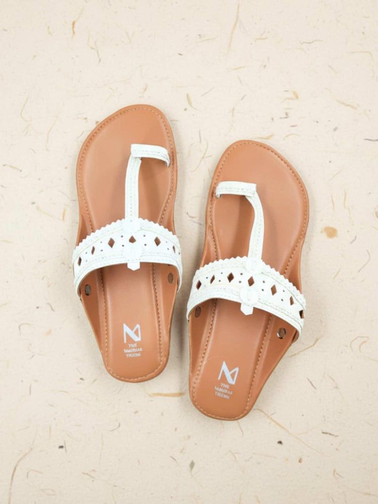 The Madras Trunk Women Kolhapuri in White-image-17