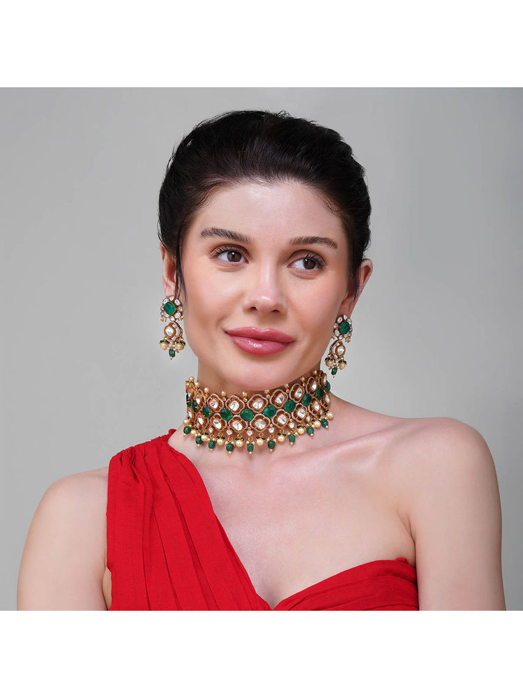 Beryachi Aditri Kundan Polki Choker Necklace Set-picture-19