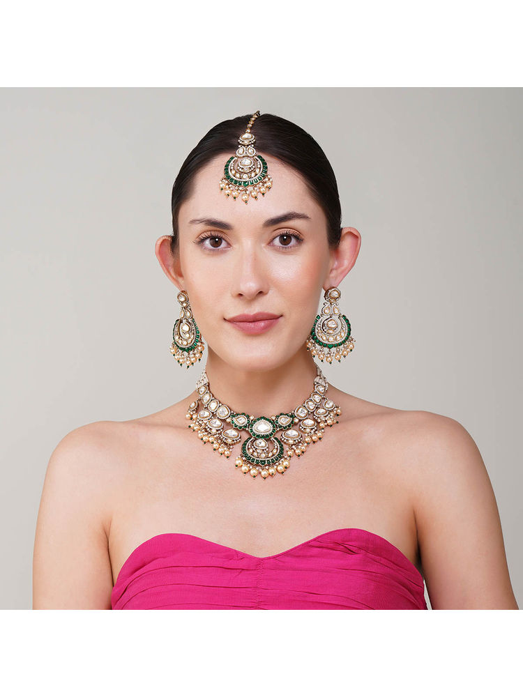 Beryachi Janhavi Emerald Kundan Necklace Set-picture-26