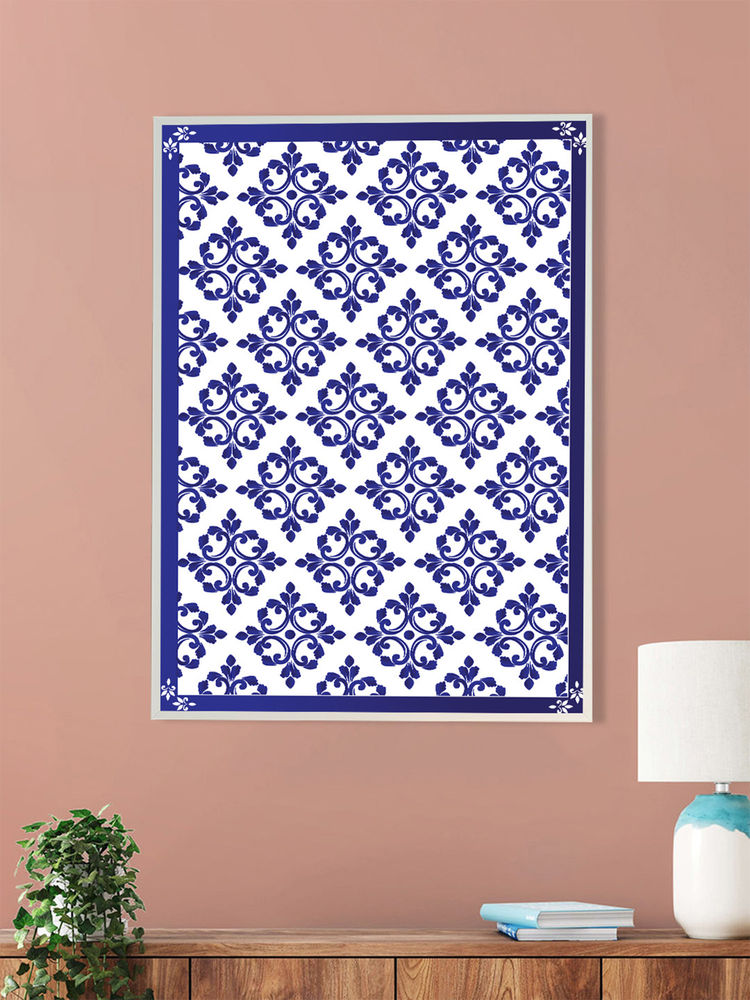 Nestroots Elegant Blue and White Canvas Wall Painting White Floating Frame-picture-14