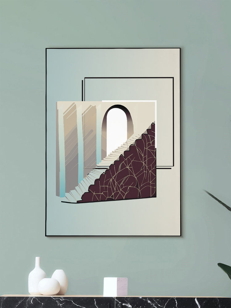 Nestroots Intriguing Doorway Staircase Canvas Art Printed Wall Painting Black Floating Frame-image-6