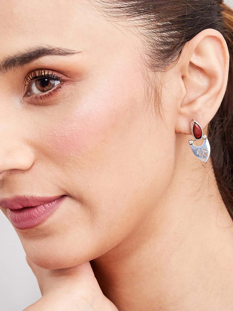 Fabindia Women Red Silver Earrings-image-4