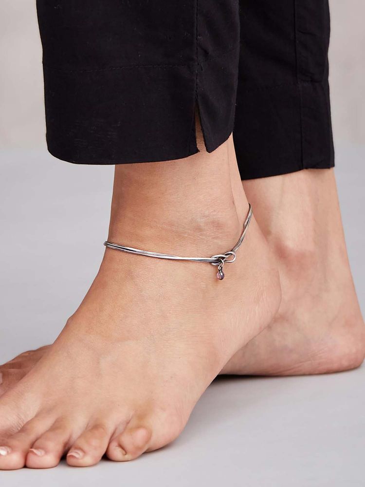 Fabindia Women Green Silver Anklet-image-2