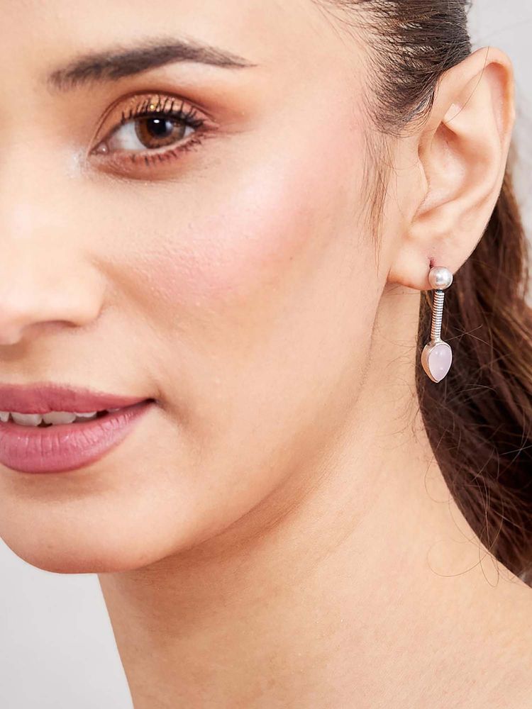 Fabindia Women Pink Silver Earrings-image-49