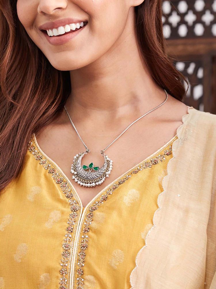 fabindia fashion Fabindia Women Green Brass Necklace-picture-12