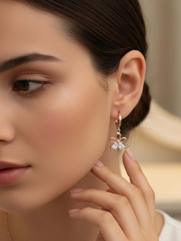 Accessher Women White Rose Gold Earrings-image-42