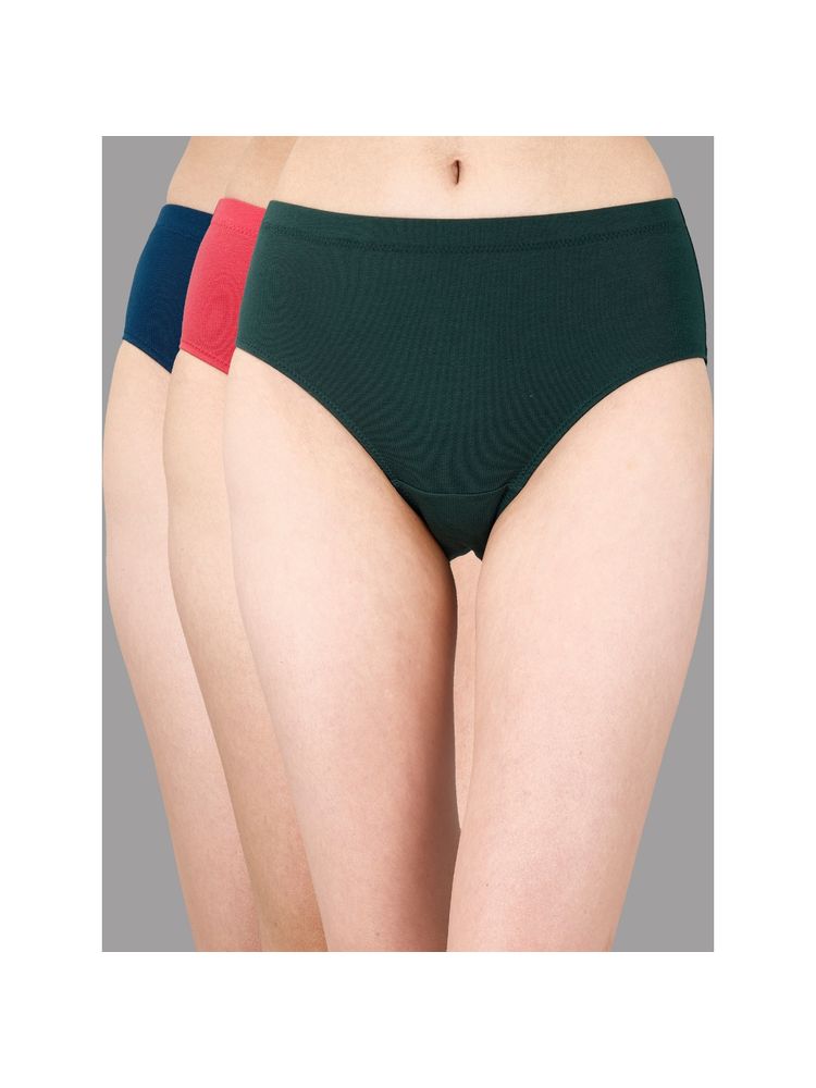 SOIE Womens High Rise Full Coverage Cotton Stretch Hipster Panty Multi-Color (Pack of 3)-picture-13