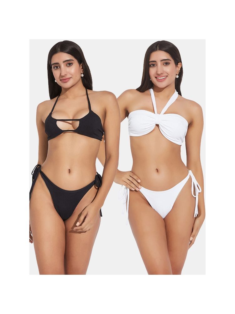 Secrets By ZeroKaata Ribbed Beach Wear Swim Bikini Set Multi-Color-picture-10
