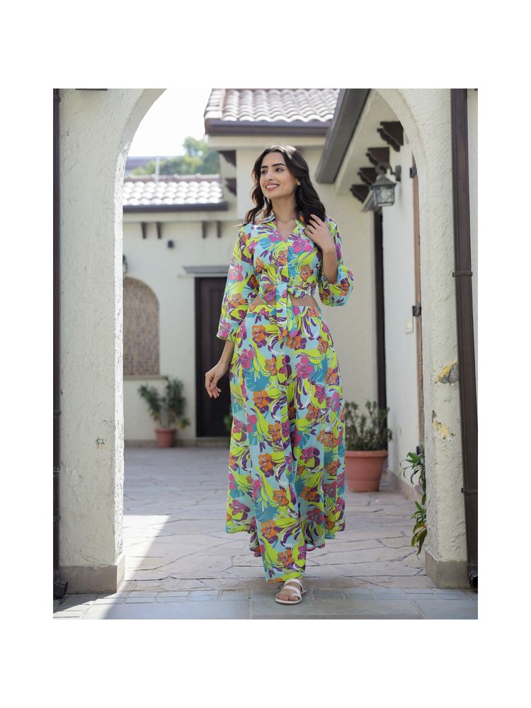 sanskrutihomes SAY Printed Pure Cotton Night Suit Green (Set of 2)-picture-27