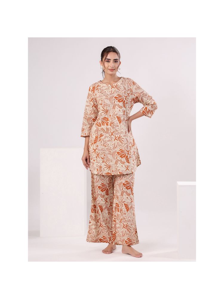 sanskrutihomes SAY Women Pure Cotton Night Suit Rust (Set of 2)-picture-35