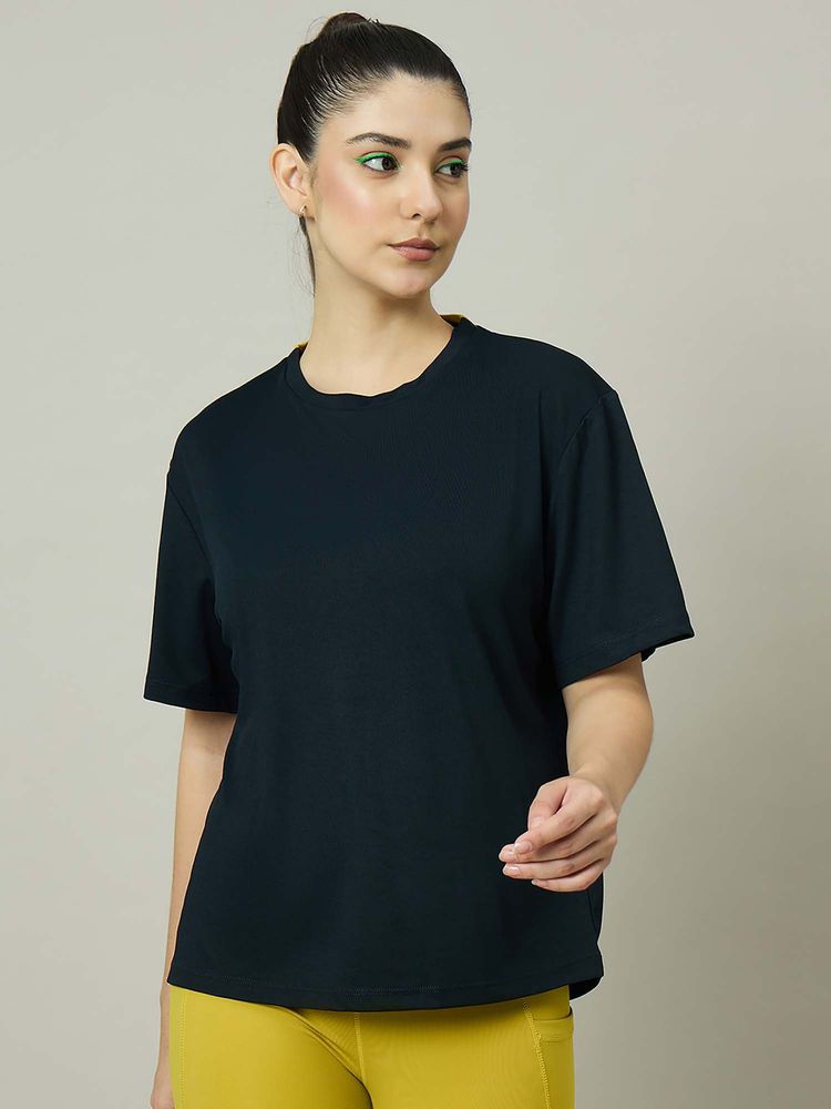Dida Women Navy Blue Poly Round Neck T-Shirt-picture-18