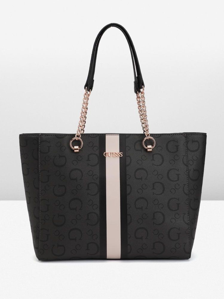 Guess Charcoal Monogram Faysmith Tote Bag-image-13