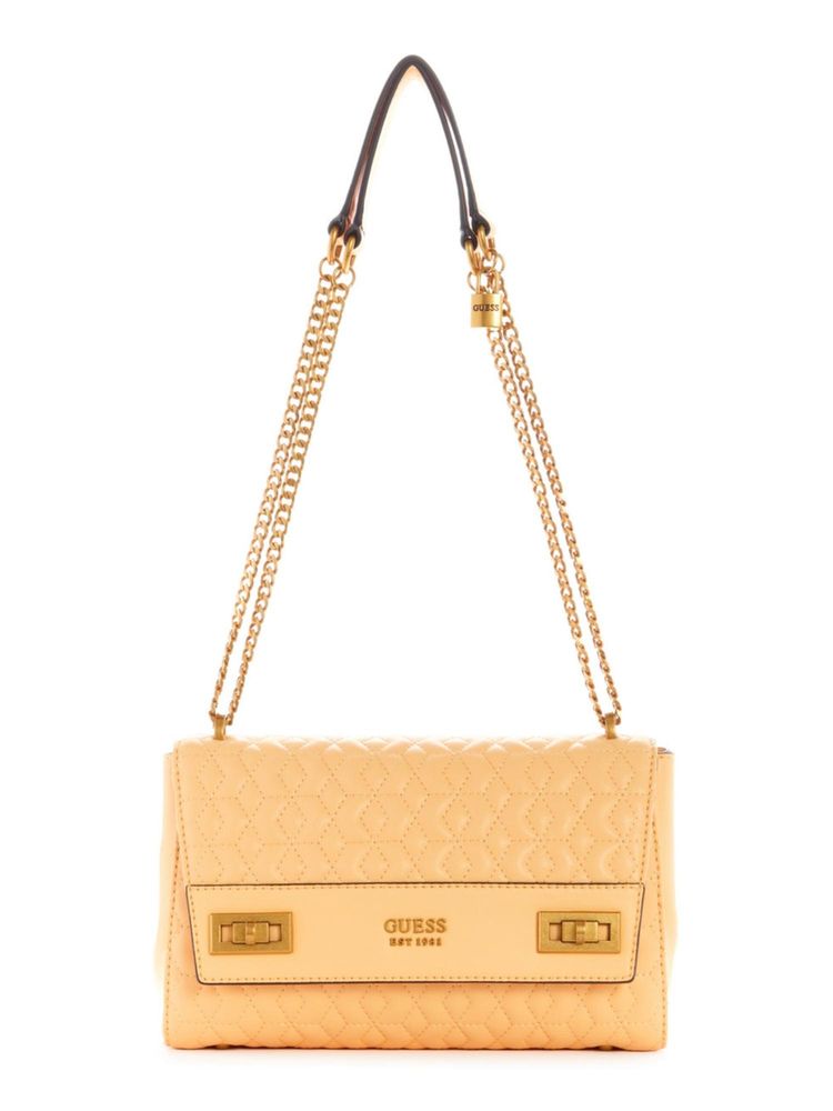 Guess Pale Peach Quilted Katey Flap Handbag-image-22