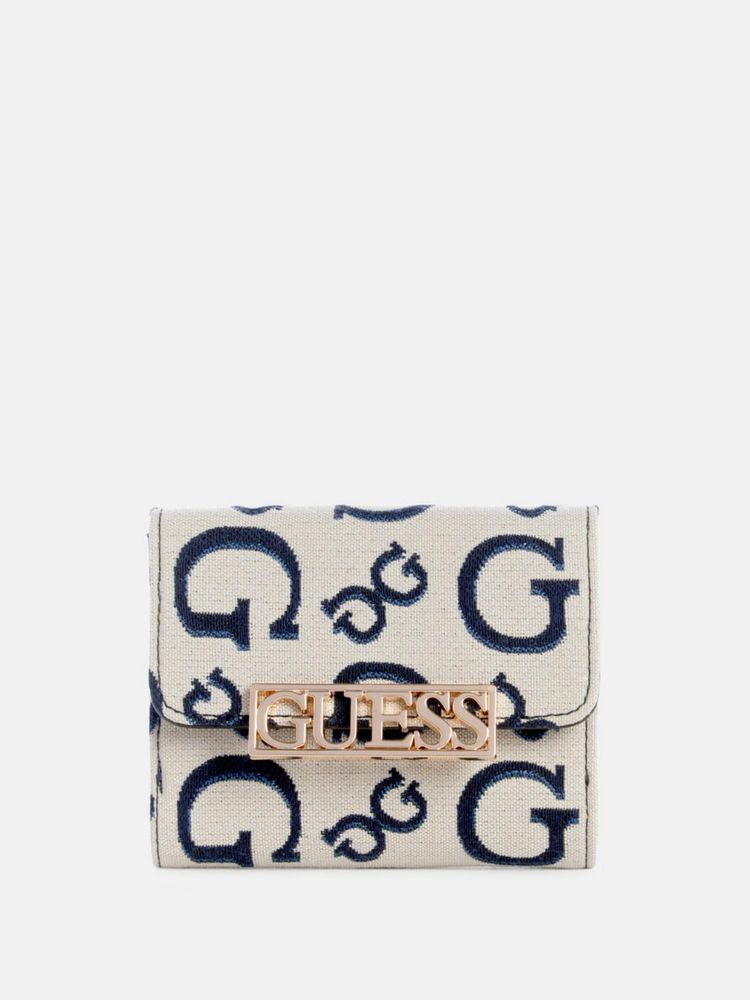 guess fashion Guess Navy Blue Monogram Carrboro Foldover Card Case-picture-23