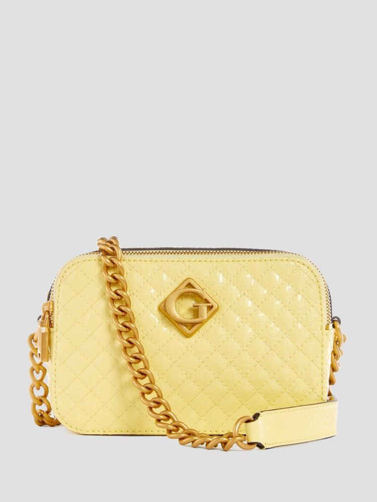 Guess Yellow Quilted Nerina Camera Crossbody Sling Bag-image-30
