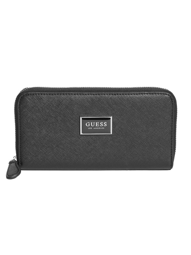 guess fashion Guess Black Solid Abree Zip Around Wallet-picture-39